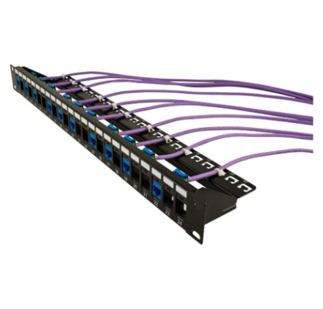 24 Port 1U Keystone Blank Patch Panel with Cable Manager
