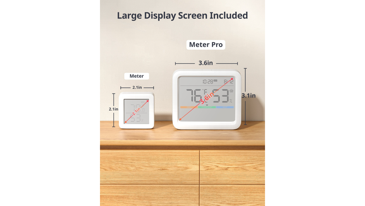 SwitchBot Bluetooth Temperature and Humidity Monitor Meter Pro, Wireless Indoor Hygrometer Sensor with App Control, Thermometer for Room, Free Data Storage Export, 120cm Bluetooth Range