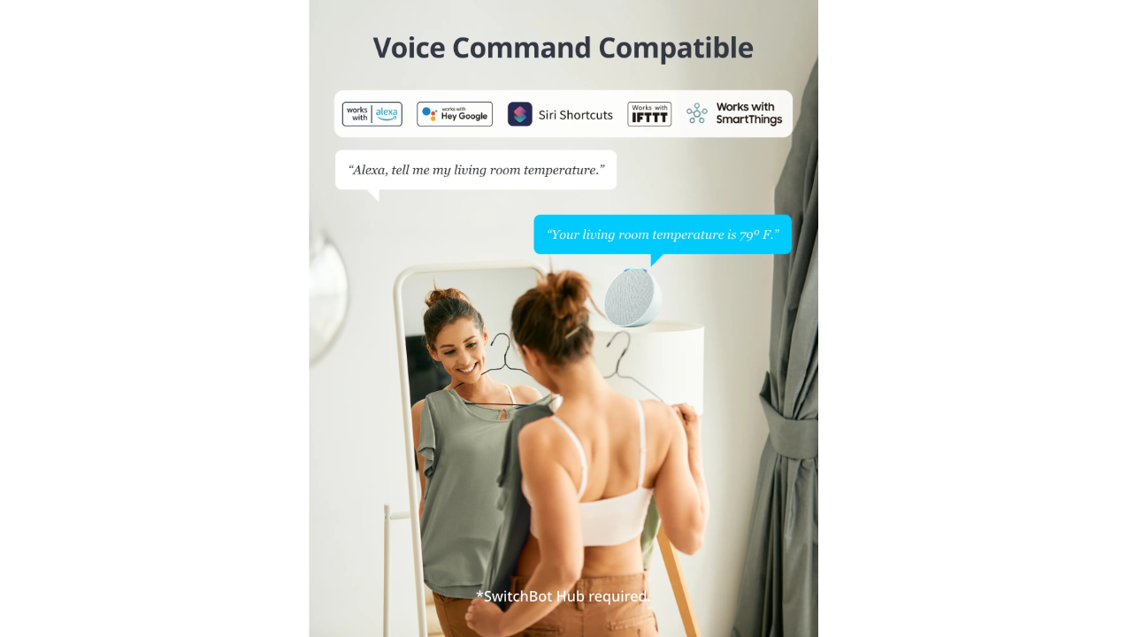 SwitchBot Bluetooth Temperature and Humidity Monitor Meter Pro, Wireless Indoor Hygrometer Sensor with App Control, Thermometer for Room, Free Data Storage Export, 120cm Bluetooth Range