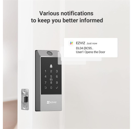 EZVIZ DL04 Pro Security Smart Lock Deadbolt, 2-in-1 Doorbell+Fingerprint Keyless Entry, App Remote Control, Sturdy Design, IP55 Waterproof, Smart Integration with EZVIZ Cameras