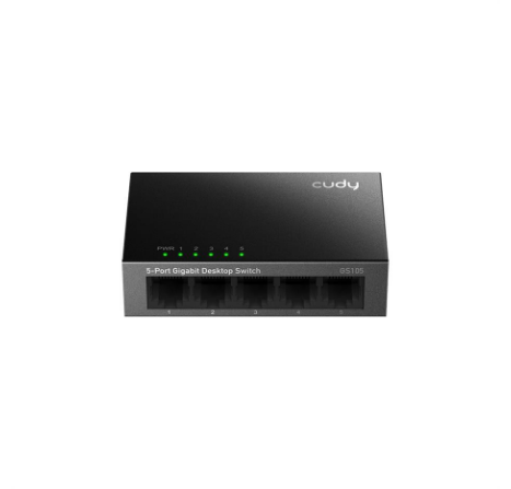 Cudy GS105 5-Port Gigabit Unmanaged Ethernet Switch | 10/100/1000Mbps RJ45 Ports, Desktop or Wall Mount, Energy Saving, Plug & Play, Fanless Metal Design
