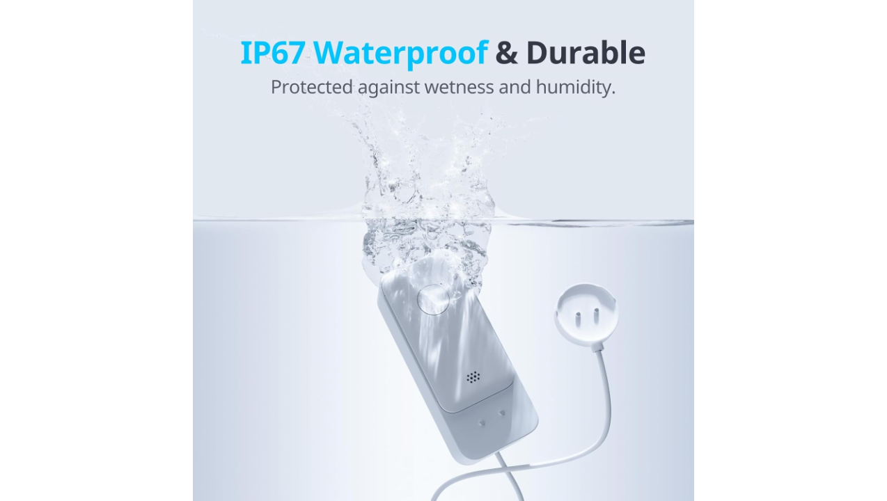 SwitchBot WiFi Water Leak Detector/Sensor | Wireless Leak Detector w/ 1m Sensing Cable, No Hub Required (Support 2.4G)