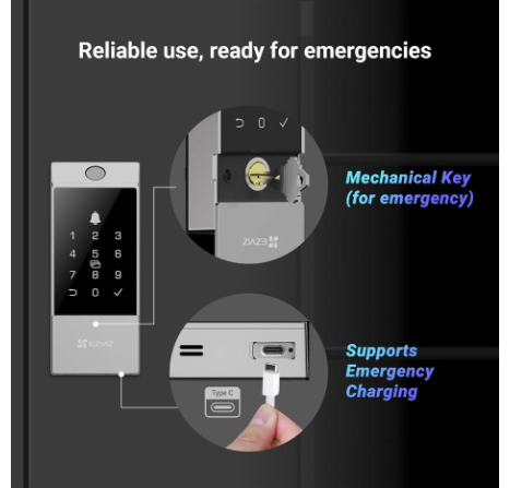 EZVIZ DL04 Pro Security Smart Lock Deadbolt, 2-in-1 Doorbell+Fingerprint Keyless Entry, App Remote Control, Sturdy Design, IP55 Waterproof, Smart Integration with EZVIZ Cameras