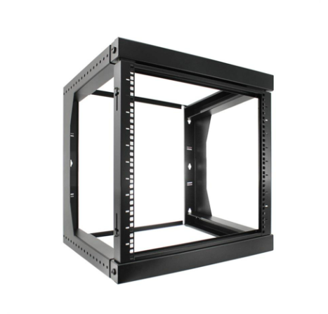 12U Wall Mount Open Frame Rack with Adjustable and Front Swing Out Features