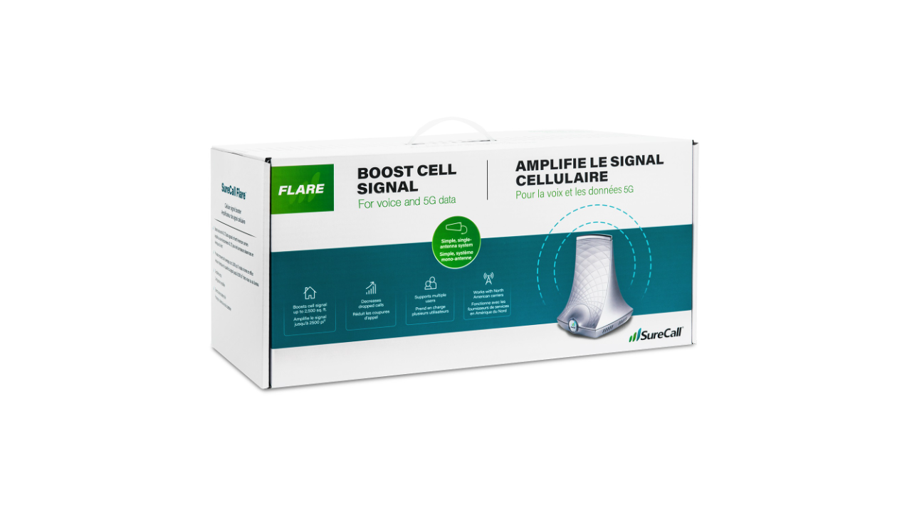 SureCall Flare Plus 6-Band In-Building Cell Signal Booster Kit for Home/Cottage | Up to 3,500 sq ft | All Canadian Carriers 4G/5G - Bell, Rogers, Telus | ISED Approved