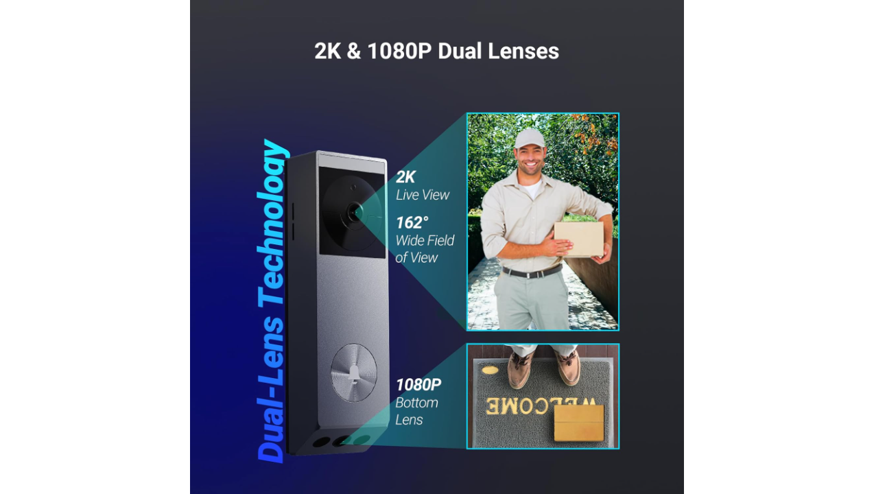 EZVIZ EZEP3XPRO 2K Battery-powered Video Doorbell with Solar Panel| Battery-Powered, Smart Camera with Chime, Motion Detection, 2-Way Audio, Night Vision, Alexa Compatible