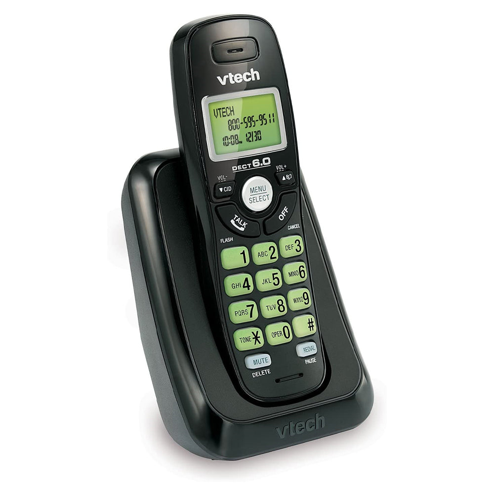 Vtech Dect 6.0 Single Handset Cordless Phone with Caller ID, Green Backlit Keypad and Display (CS6114-11)