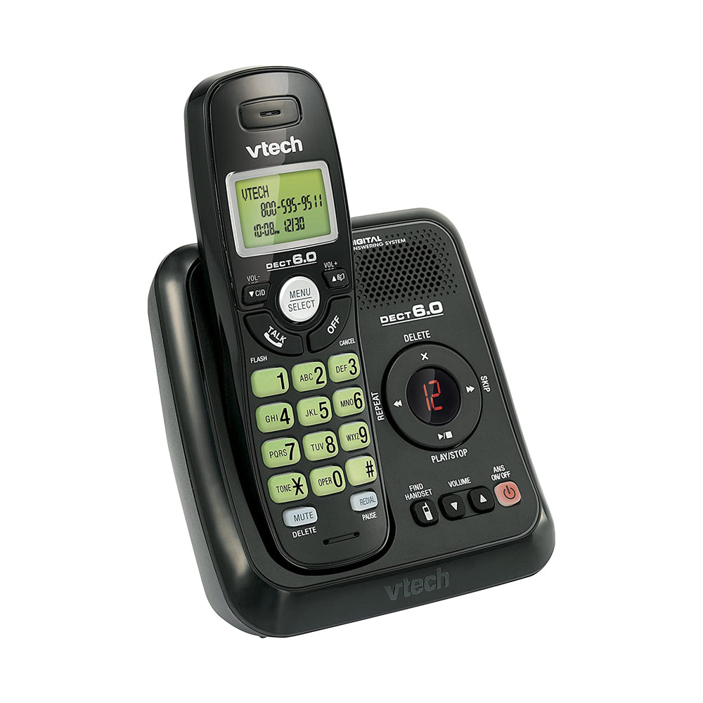 VTech 1-Handset DECT 6.0 Cordless Phone With Answering Machine (CS6124-11)