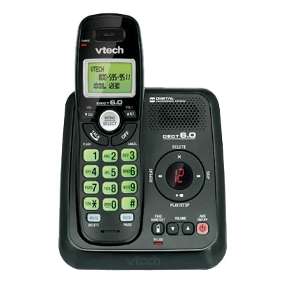 VTech 1-Handset DECT 6.0 Cordless Phone With Answering Machine (CS6124-11)