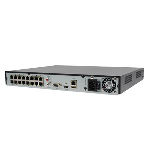 HiLook NVR-216MH-C/16P 16-Channel 4K NVR | 2 SATA interfaces for HDD connection (up to 8 TB capacity per HDD),  H.265+ compression