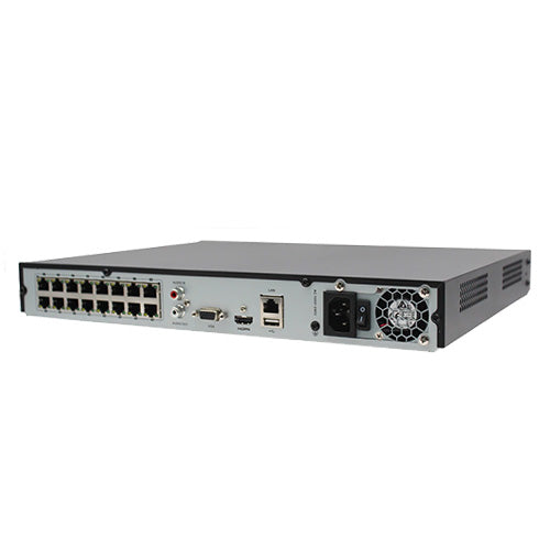 HiLook NVR-216MH-C/16P 16-Channel 4K NVR | 2 SATA interfaces for HDD connection (up to 8 TB capacity per HDD), H.265+ compression