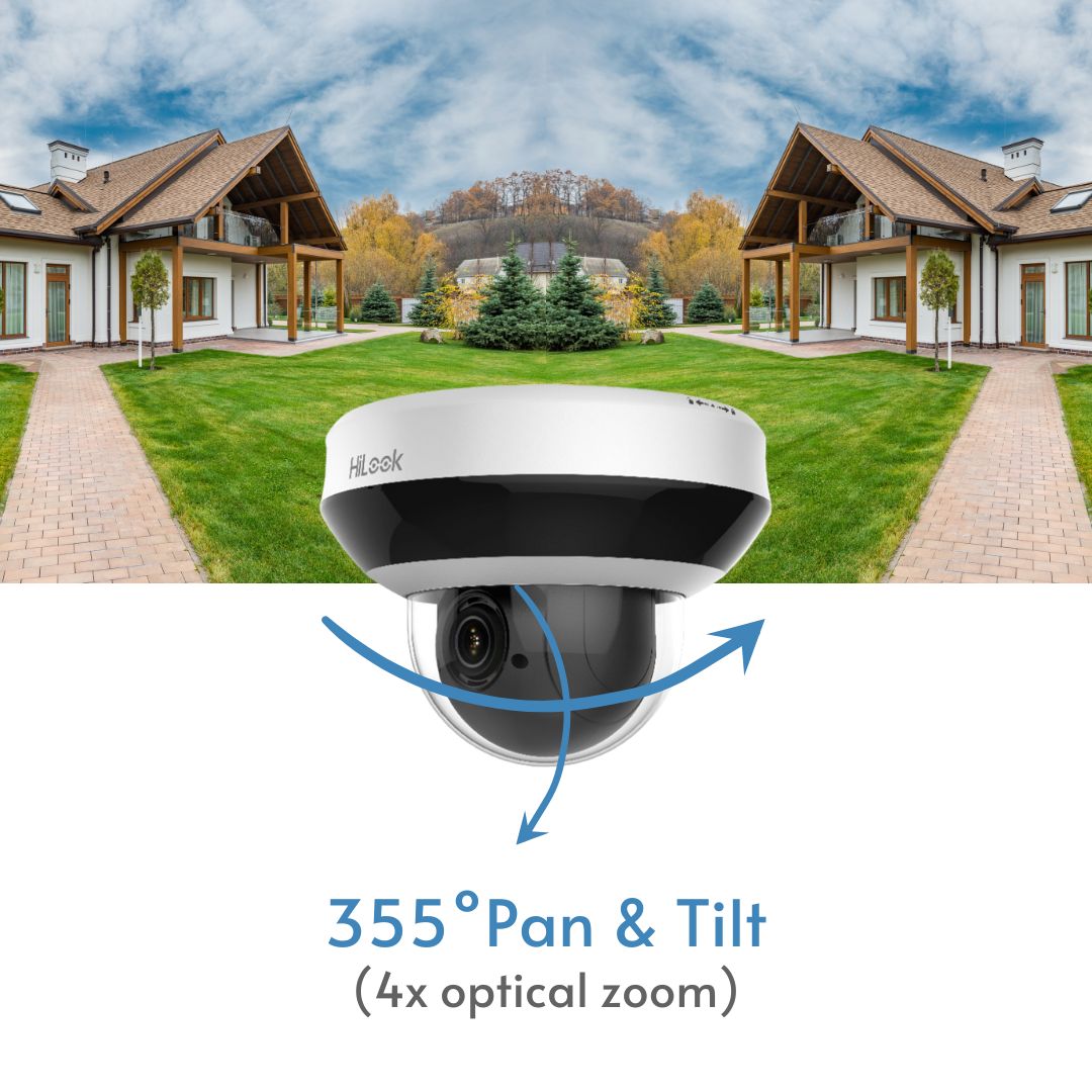 HiLook PTZ-N2404I-DE3 4MP Wired PoE Security Camera | Pan & Tilt with 4X Optical Zoom, IK10 Vandal Proof, Night Vision