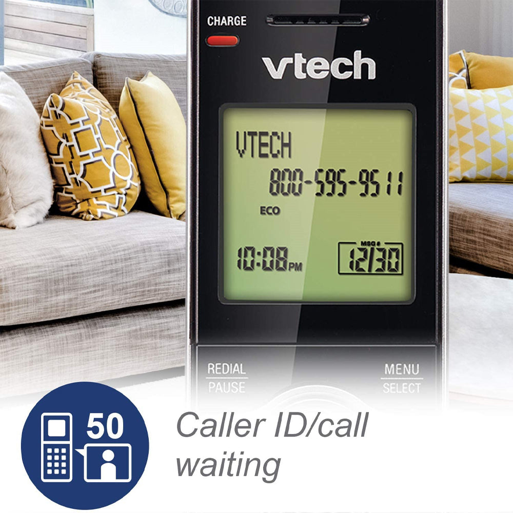 VTech 4-Handset DECT 6.0 Cordless Phone With Caller ID (CS6919-4) - Silver