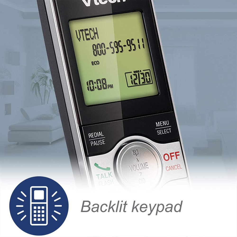 VTech DECT 2-Handset Cordless Phone with Answering Machine & Caller ID (CS6929-2) - Silver