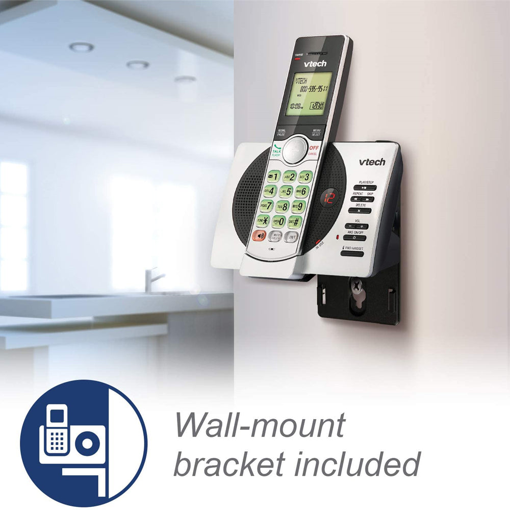 VTech DECT 2-Handset Cordless Phone with Answering Machine & Caller ID (CS6929-2) - Silver