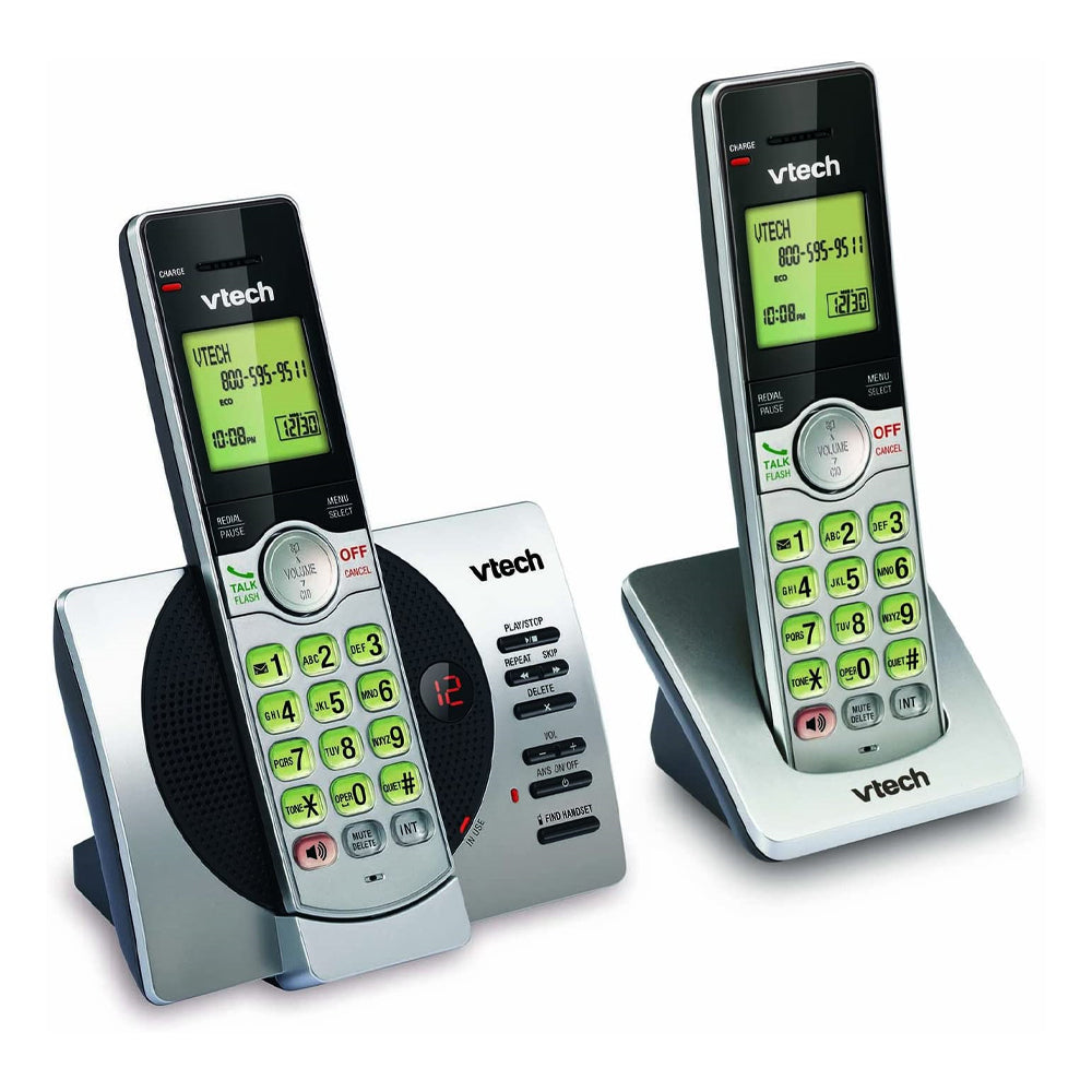 VTech DECT 2-Handset Cordless Phone with Answering Machine & Caller ID (CS6929-2) - Silver