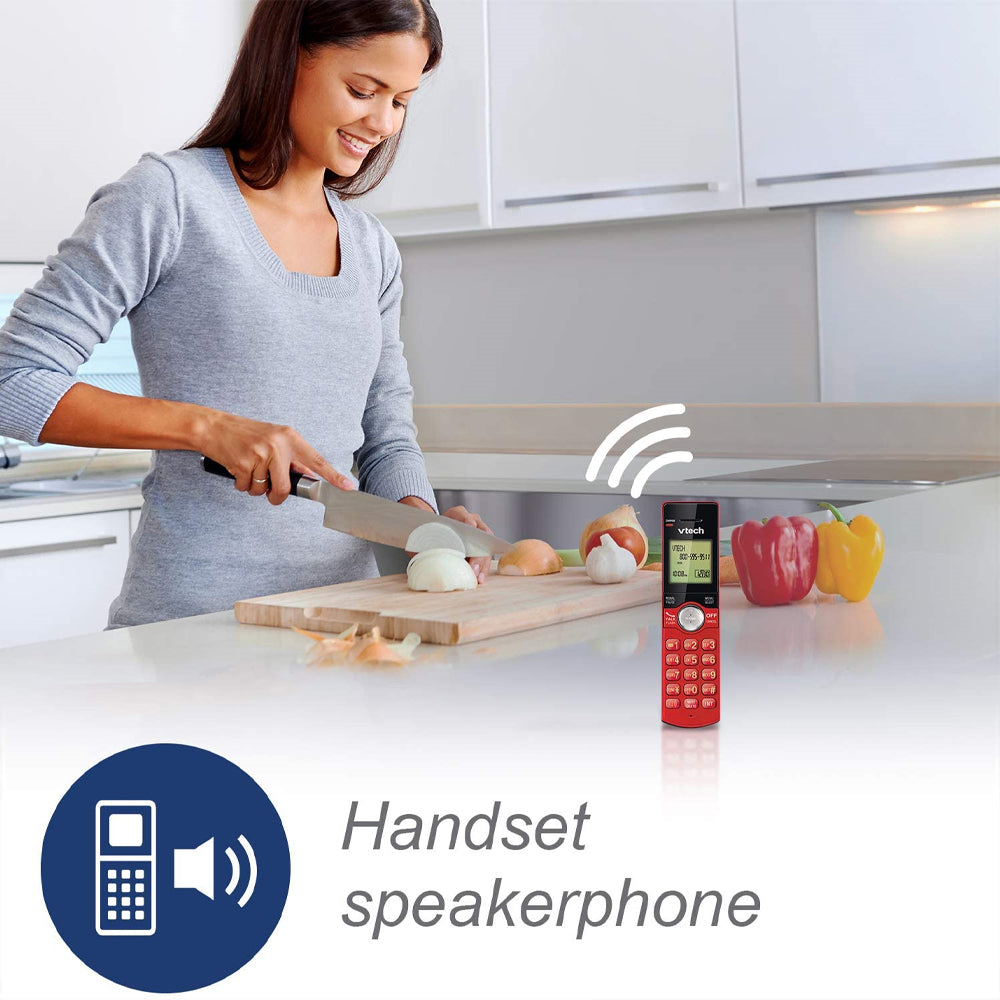 VTech 2-Handset DECT 6.0 Cordless Phone With Caller ID and Answering System (CS6929-26) - Red