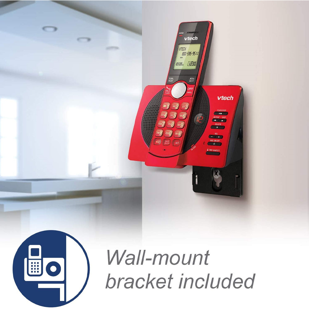 VTech 2-Handset DECT 6.0 Cordless Phone With Caller ID and Answering System (CS6929-26) - Red