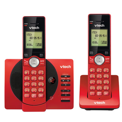 VTech 2-Handset DECT 6.0 Cordless Phone With Caller ID and Answering System (CS6929-26) - Red