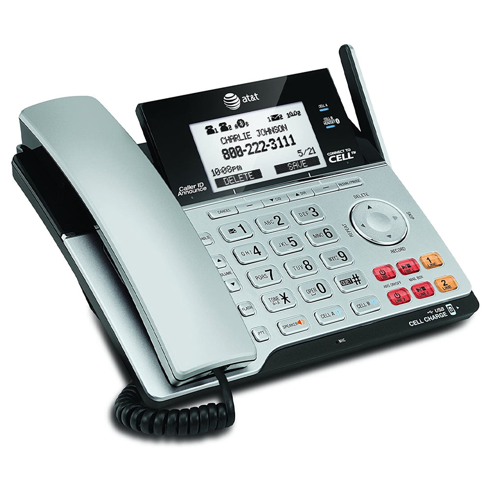 AT&T 2-Line Corded/Cordless Phone Answering Machine (TL86103) - Silver/Black