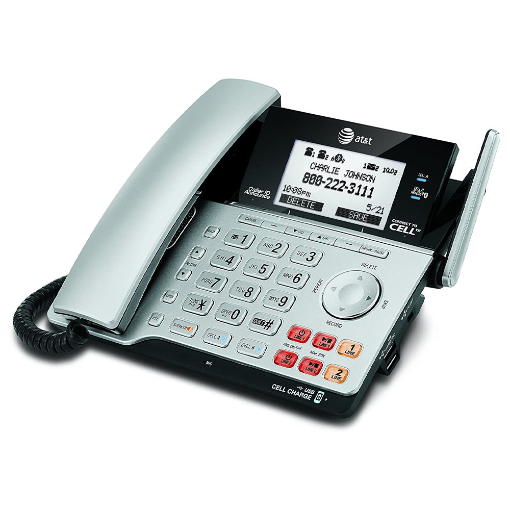 AT&T 2-Line Corded/Cordless Phone Answering Machine (TL86103) - Silver/Black