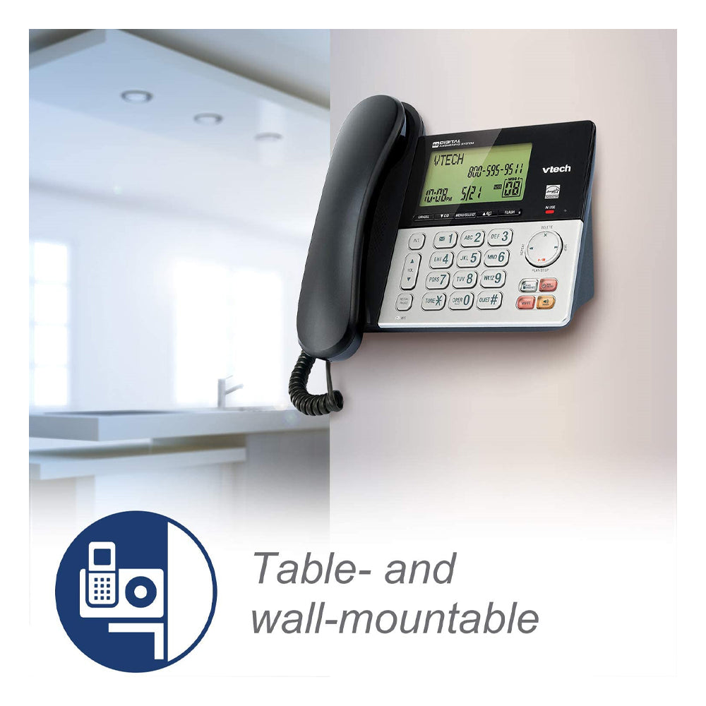 VTech CS6949-3 DECT 6.0 Corded/3-Cordless Telephone System, Black/Silver