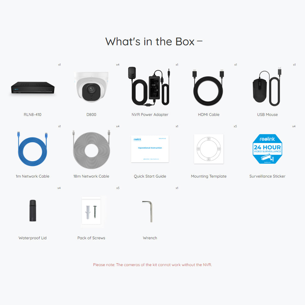 Reolink RLK8-800D4-A 8-Channel 4K PoE NVR Security Camera Kit | Person/Vehicle Detection, 2TB HDD Included (Up to 12TB HDD), IP67 Cameras