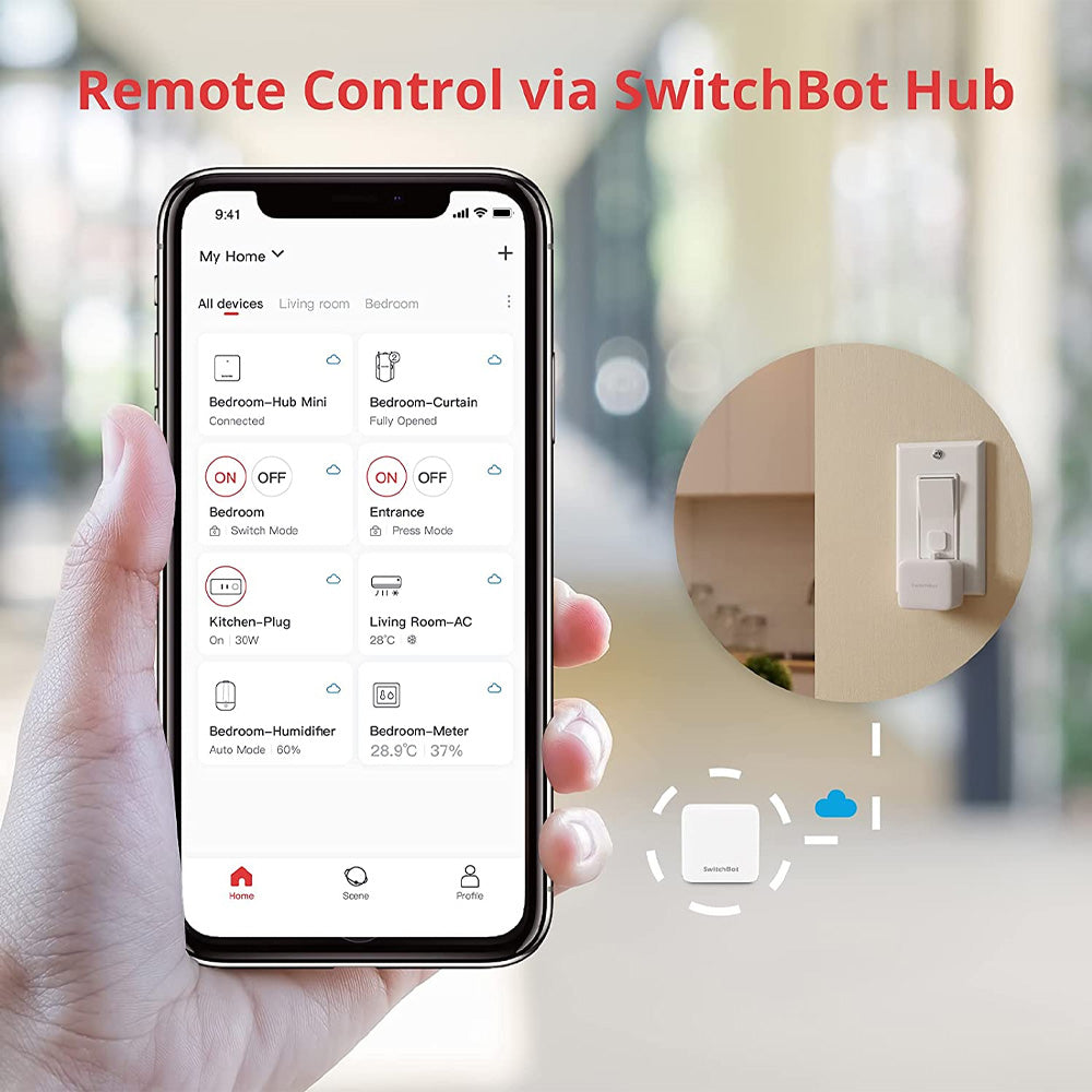 SwitchBot Bot | Smart Switch Pusher - Add SwitchBot Hub Mini to Make it Compatible w/ Alexa, Google Home, IFTTT
