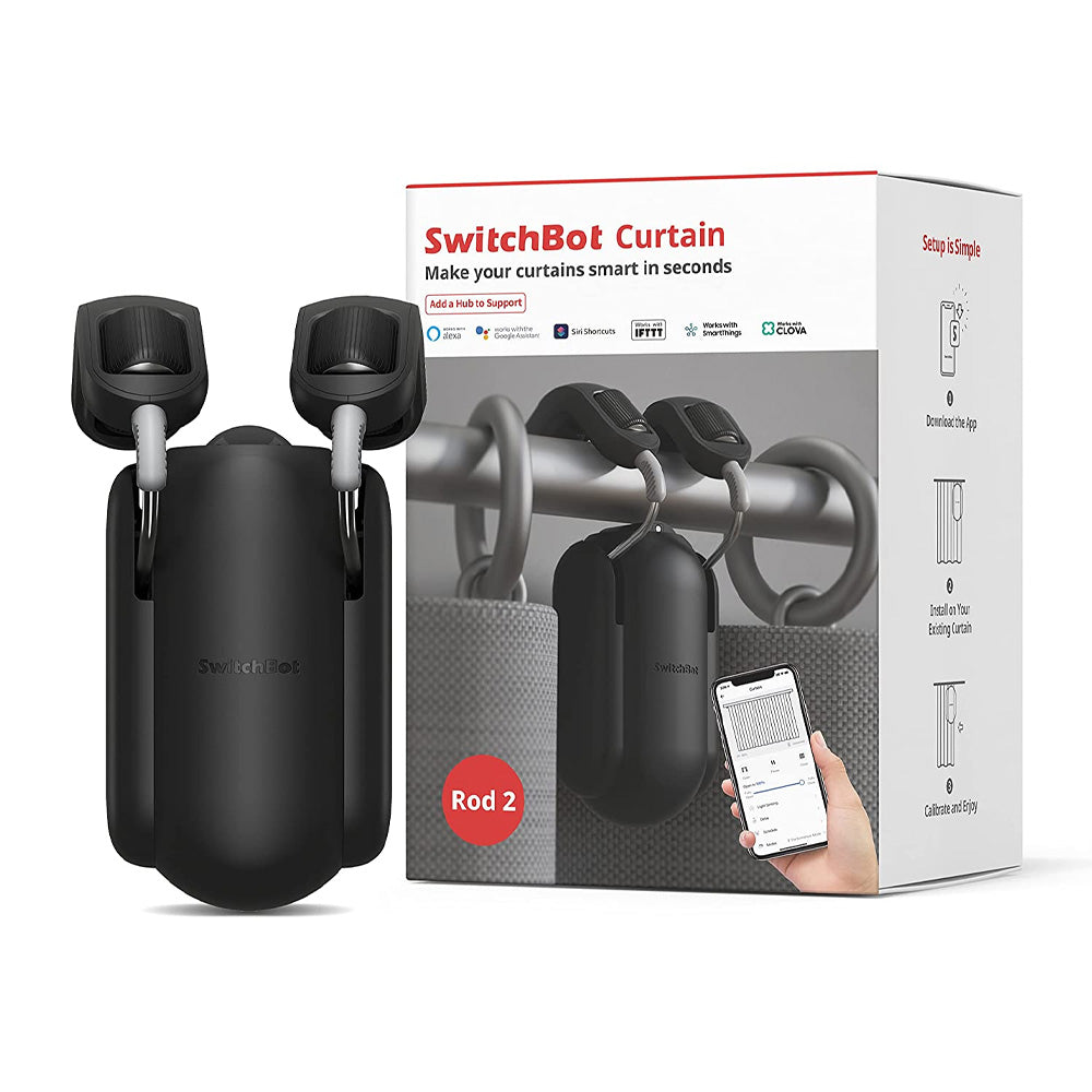 SwitchBot Curtain (Rod 2) | Smart Electric Motor - Automate Timer Control, Add SwitchBot Hub Mini to Make it Compatible with Alexa, Google Home, IFTTT
