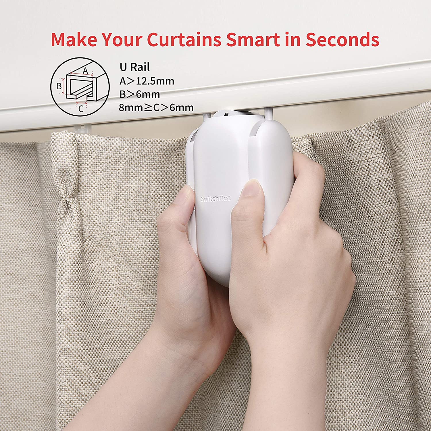 SwitchBot Curtain (U Rail) | Smart Curtain Controller - Add SwitchBot Hub Mini to Make it Compatible with Alexa, Google Home