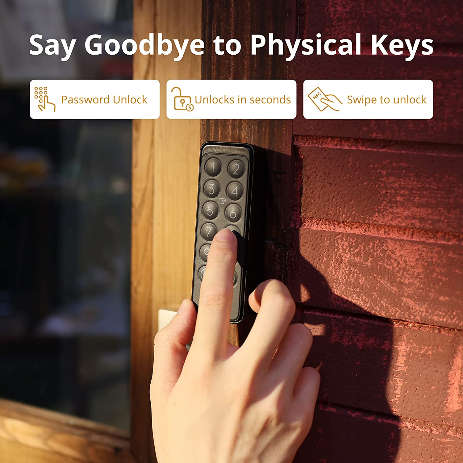 SwitchBot Keypad for SwitchBot Lock | Keyless Home Entry, IP65 Waterproof, Supports Virtual Passwords for Home Security