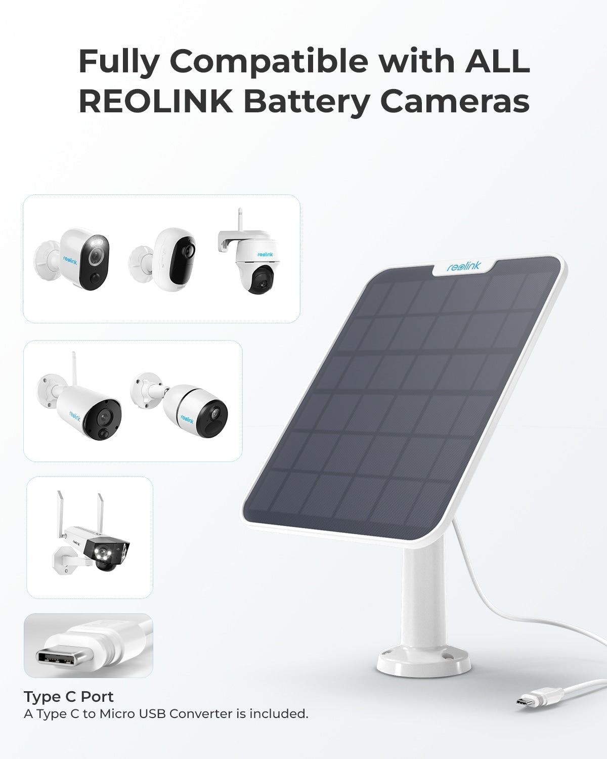 Reolink Solar Panel 2 | Includes 4M Cable for Reolink Battery-Powered Cameras