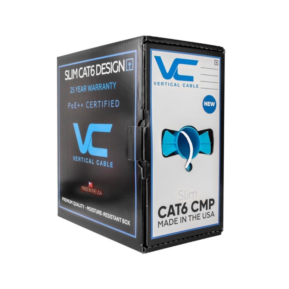 CAT6 Solid Bare Copper Plenum Cable, 1000ft. UTP, 550MHz, 23AWG, CMP