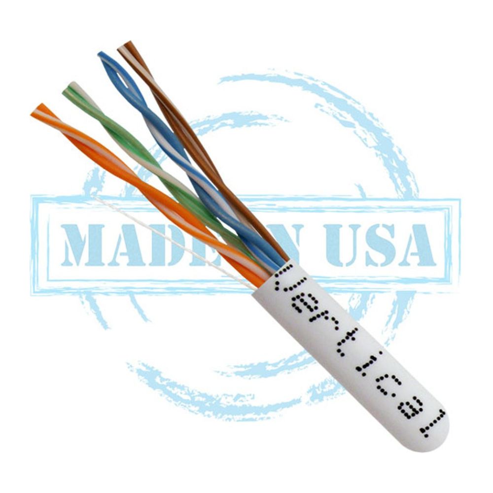 CAT6 Solid Bare Copper Plenum Cable, 1000ft. UTP, 550MHz, 23AWG, CMP