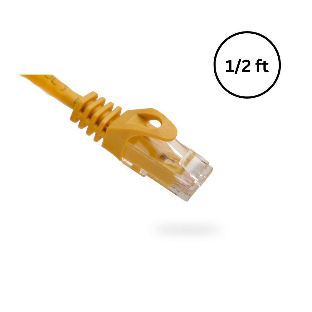CAT6 1/2ft Bare Copper Patch Cable with Boot and Protector (10 pack) | Available in Blue, White, Black, and Yellow