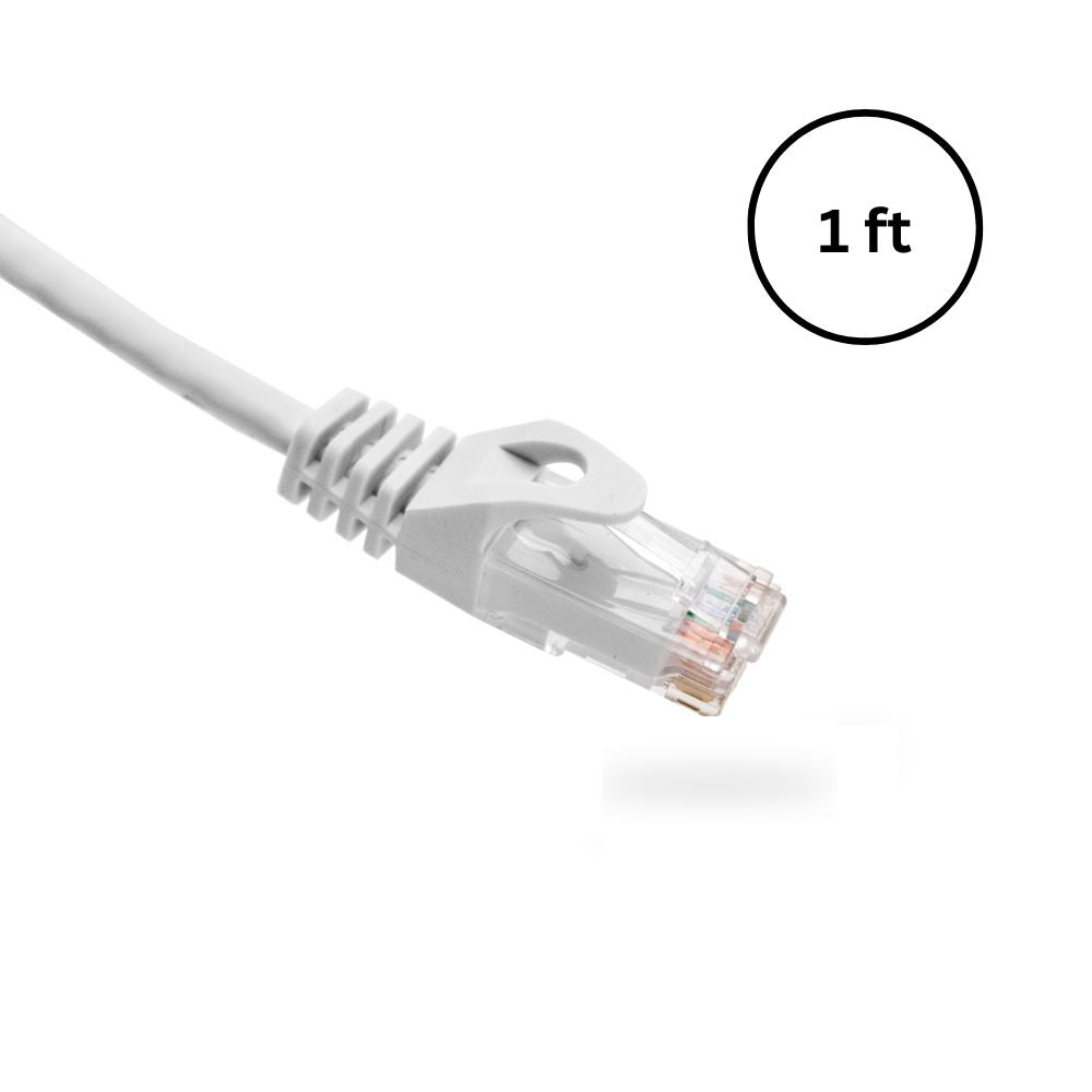 CAT6 1 ft Bare Copper Patch Cable with Boot and Protector (10 pack) | Available in Blue, White, Black, and Yellow