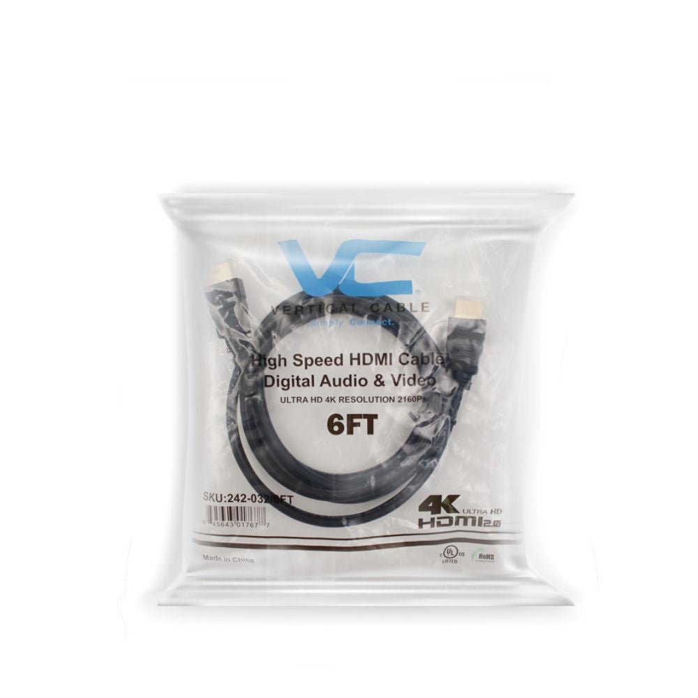 High Speed Gold Plated 4K HDMI 2.0 Cable, 30AWG - Available in 6, 10, 15, 25, 30, 50 ft.