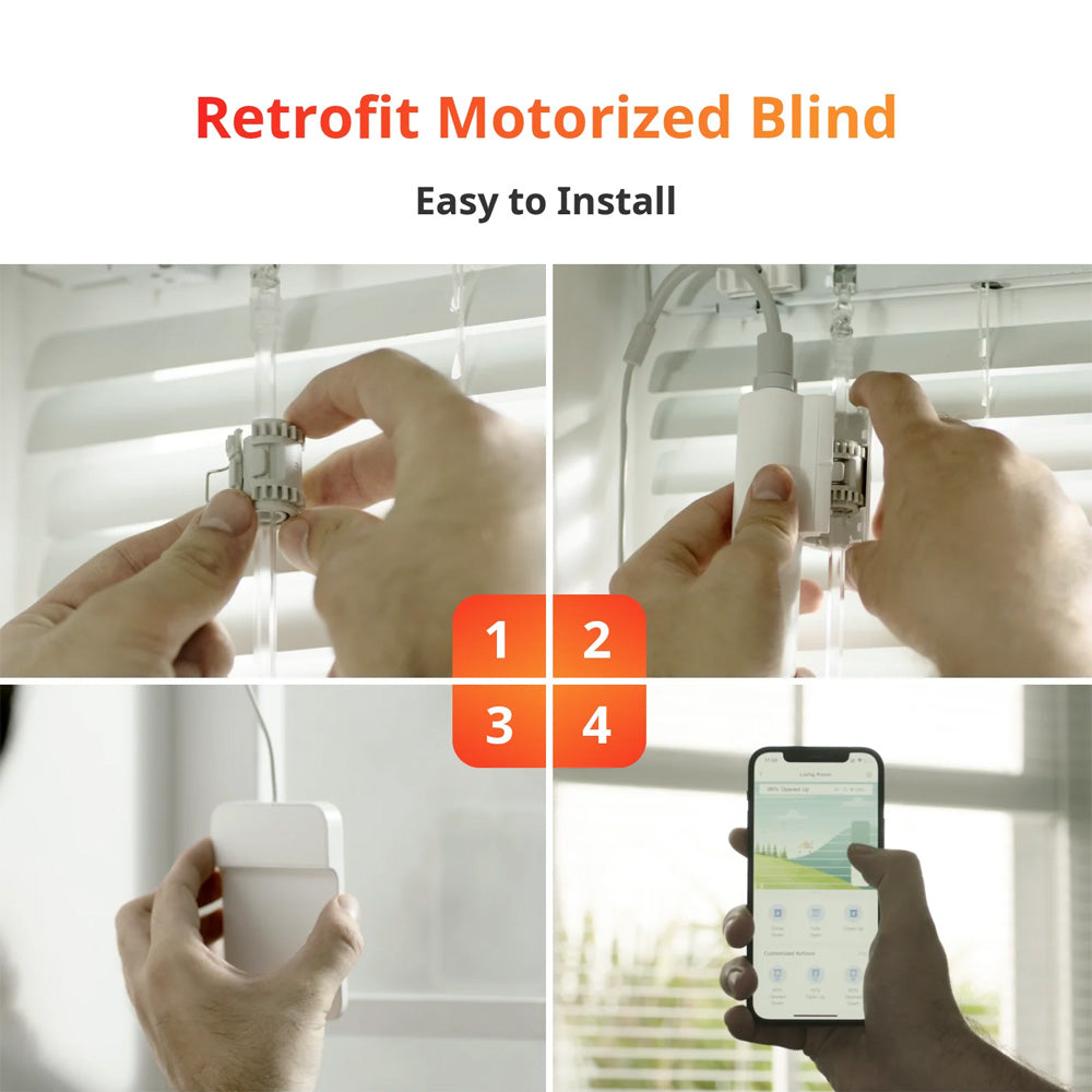 SwitchBot Blind Tilt | Smart Electric Blinds with Bluetooth Remote Control, Solar Powered, Light Sensing Control