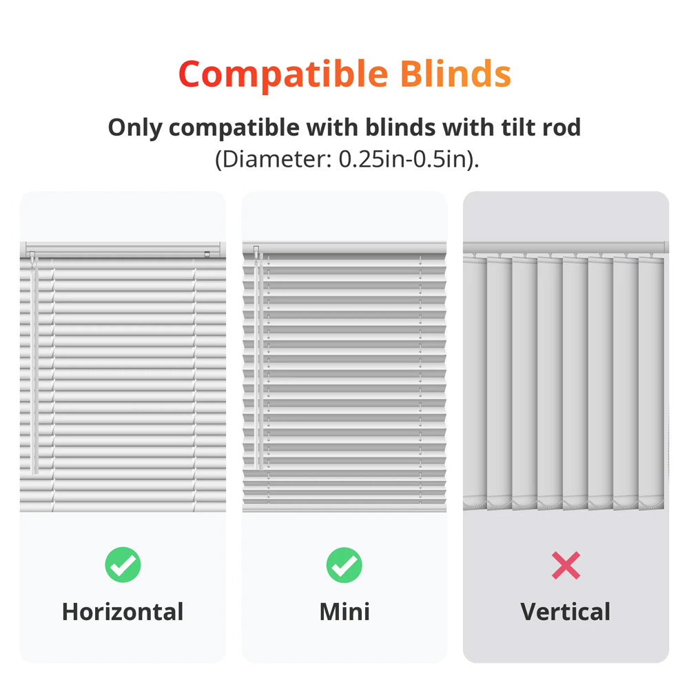 SwitchBot Blind Tilt | Smart Electric Blinds with Bluetooth Remote Control, Solar Powered, Light Sensing Control