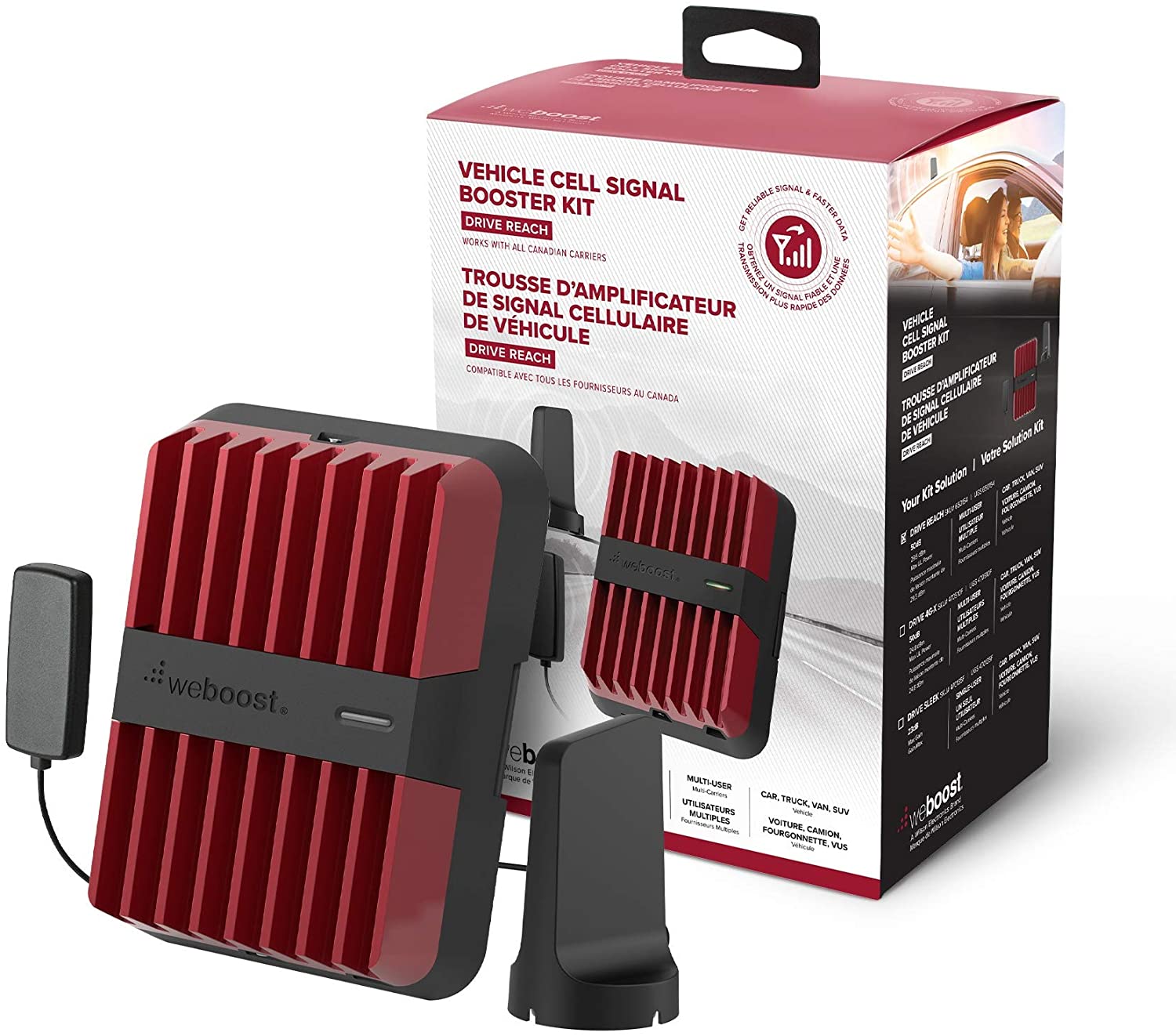 weBoost Drive Reach (650154) Cell Phone Signal Booster for Your Car, Truck, Van, or SUV -Bell, Rogers, Telus and many more - Enhance Your Cell Phone Signal