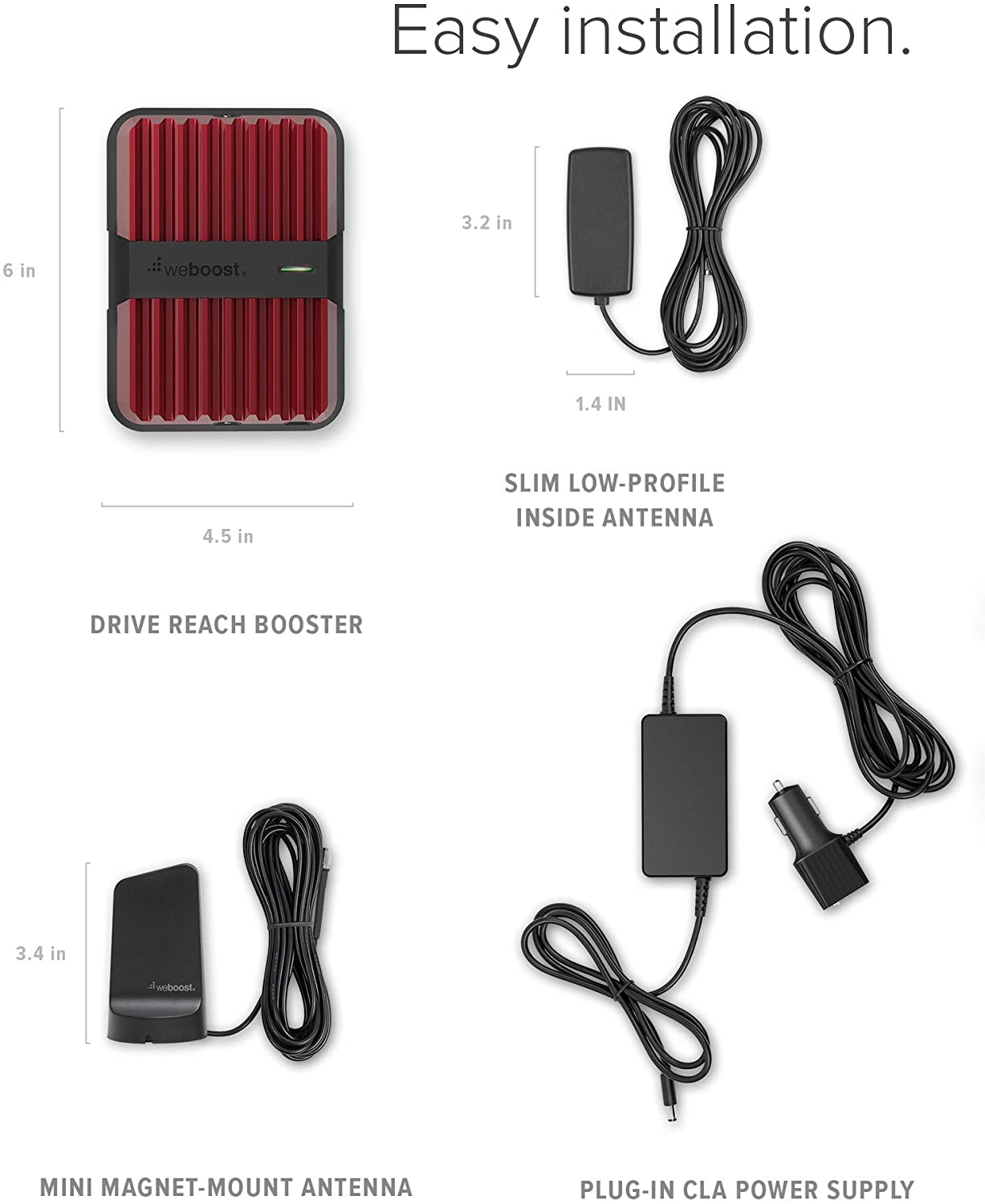 weBoost Drive Reach (650154) Cell Phone Signal Booster for Your Car, Truck, Van, or SUV -Bell, Rogers, Telus and many more - Enhance Your Cell Phone Signal