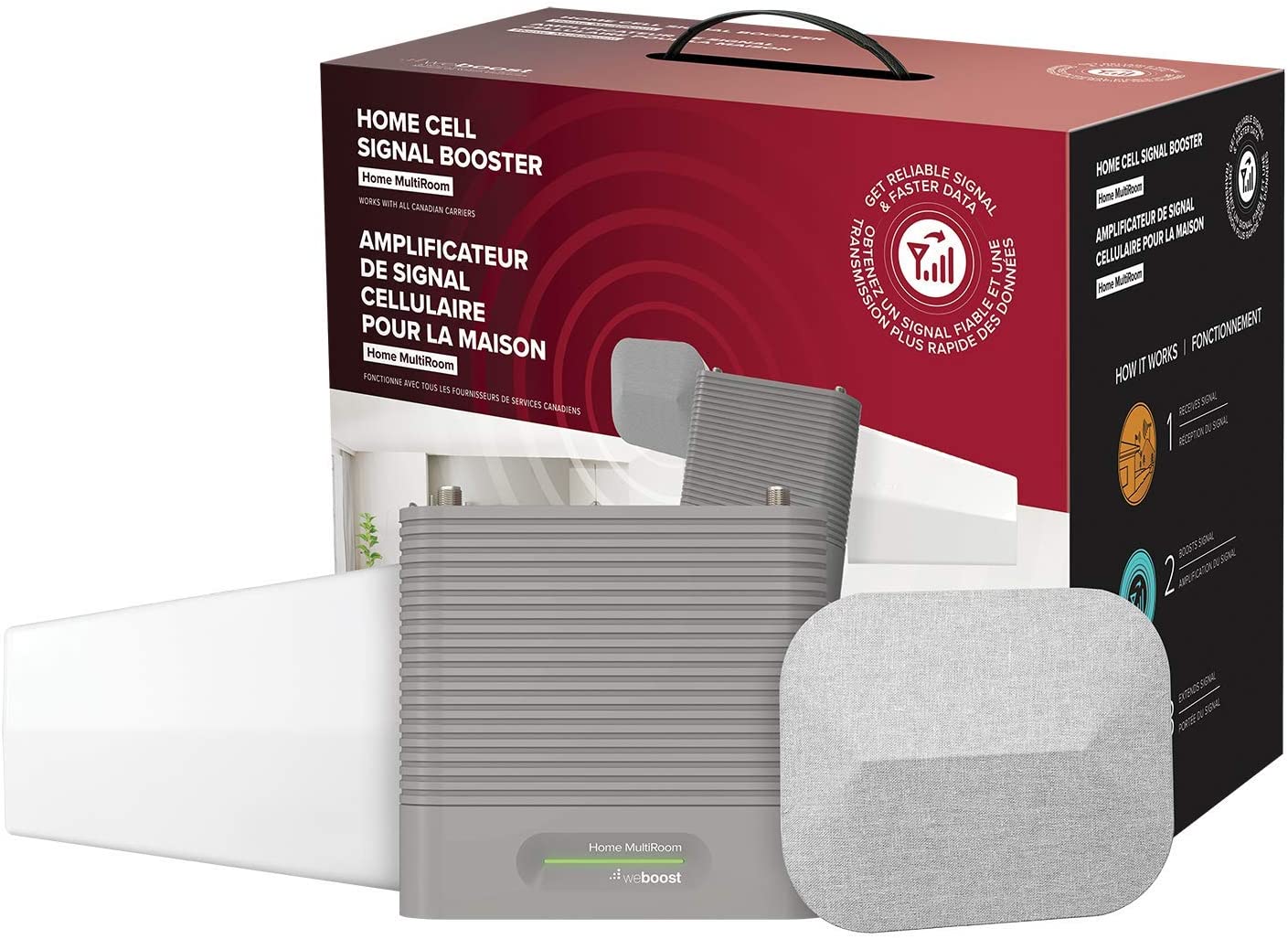 weBoost Home MultiRoom (650144) Cell Signal Booster Kit | Up to 5,000 sq ft | All Canadian Carriers - Bell, Rogers, Telus | ISED Approved