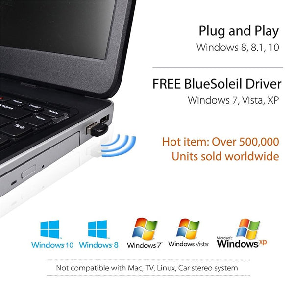 Avantree DG40S USB Bluetooth Adapter | Dongle for PC Win 10/8/7, Universal Compatible with All Bluetooth Headphones, Speakers, Printers, Mouse, Keyboard