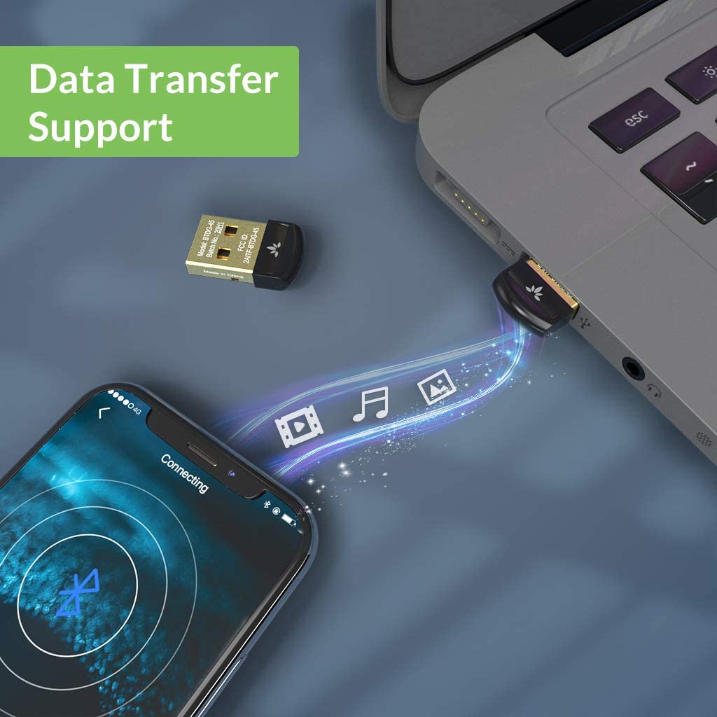 Avantree DG45 Bluetooth 5.0 USB Dongle | Bluetooth Adapter for Computer, Bluetooth Headphones Speakers Keyboard Mouse Printers Music & Calls