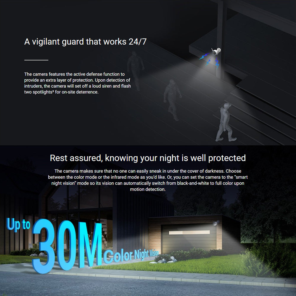 EZVIZ H3 3MP Outdoor WiFi Security Camera | Two-Way Audio, Smart AI Person/Vehicle Notifications