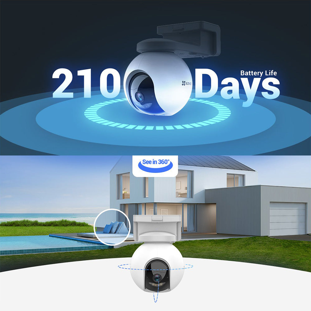 EZVIZ HB8 4MP Battery-Powered Outdoor WiFi Security Camera | Pan & Tilt, Auto-Tracking, Smart AI Person/Vehicle Notifications
