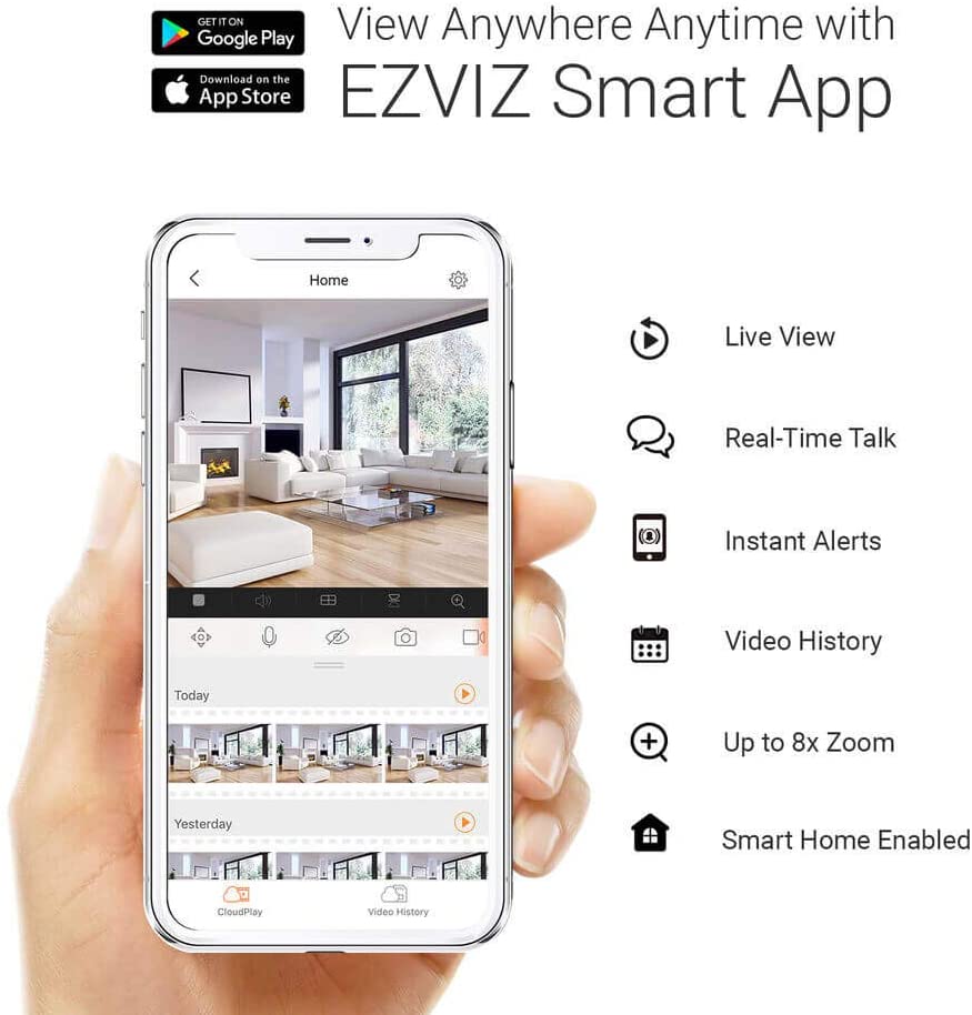 EZVIZ LC1C 1080P Outdoor WiFi Floodlight Security Camera | Motion-Activated Floodlight & Siren Alarm, Color Night Vision (Open Box)