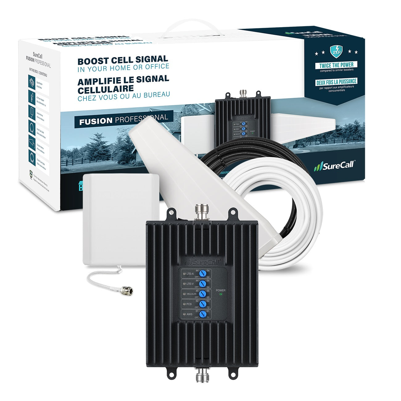 SureCall Fusion Professional Cell Signal Booster Kit for Home/Office | Up to 8,000 sq ft | All Canadian Carriers 3G/4G - Bell, Rogers, Telus | ISED Approved