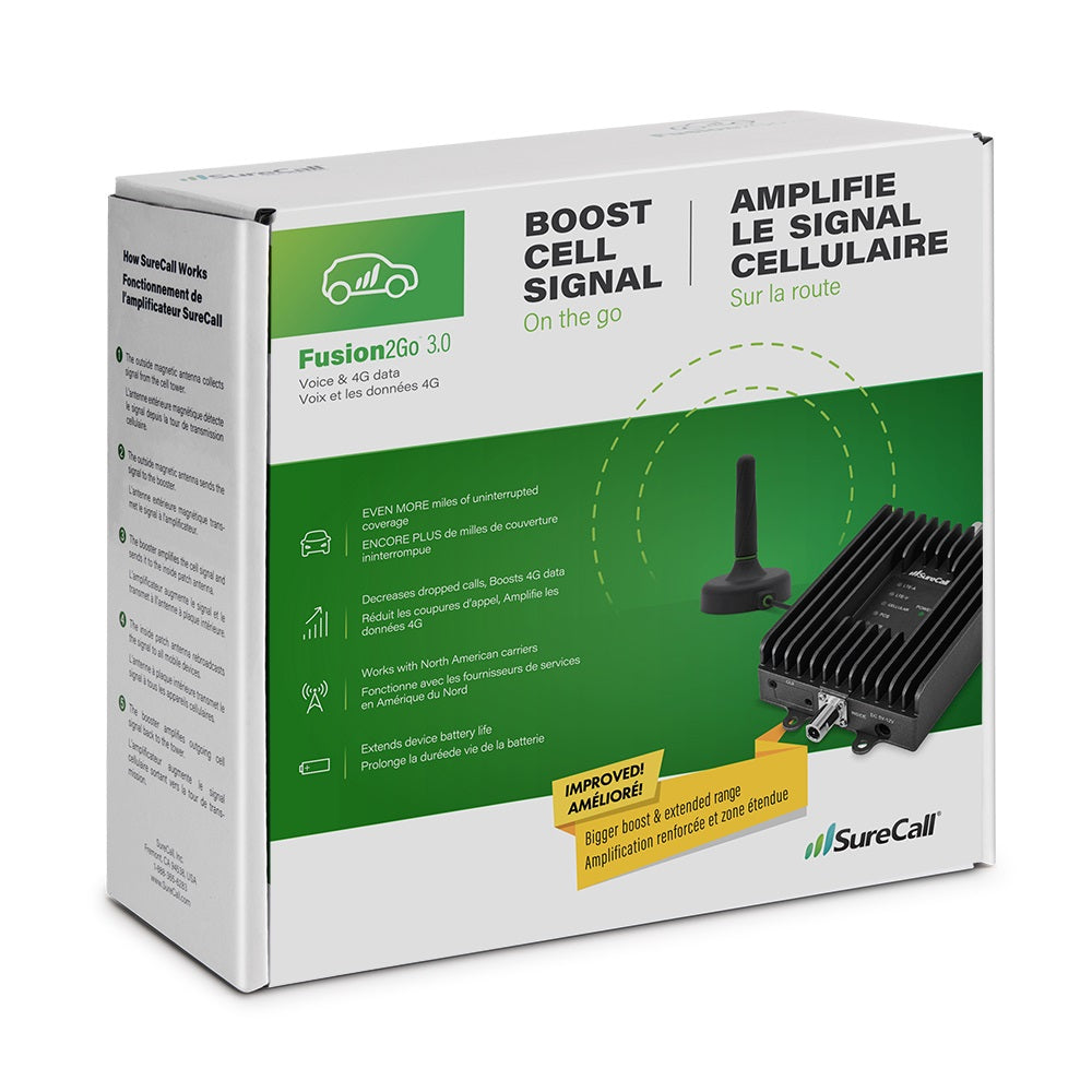 SureCall Fusion2Go 3.0 Vehicle Cell Signal Booster Kit, Boosts 3G/4G LTE for All Canadian Carriers | ISED Approved