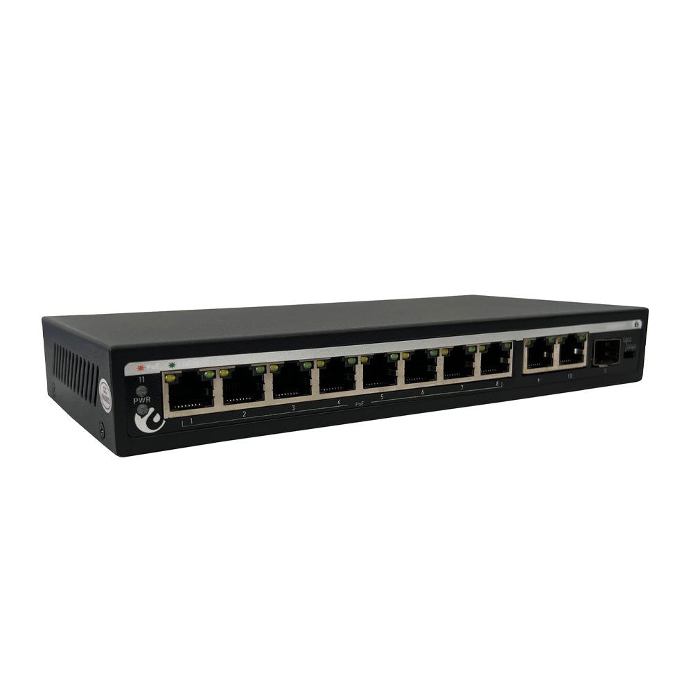 8 Ports 1000M PoE Switch, 2GB RJ45 and 1SFP, 96W 250M Supported